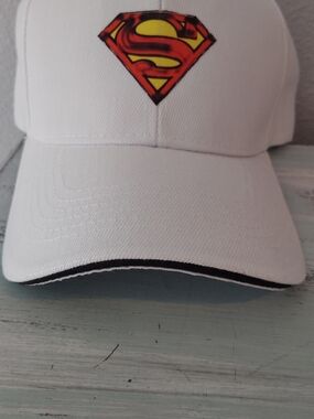 White Baseball Cap with Superman Shield Emblem